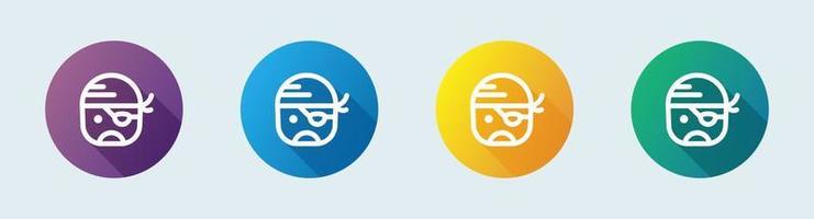 Pirate line icon in flat design style. Piracy signs vector illustration.