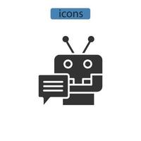 Los iconos de chatbot simbolizan los elementos vectoriales para la web infográfica. vector