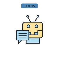 Los iconos de chatbot simbolizan los elementos vectoriales para la web infográfica. vector