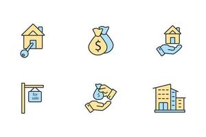 conjunto de iconos de bienes raíces. elementos de vector de símbolo de paquete de bienes raíces para web de infografía