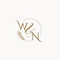 logotipo de monograma de boda inicial de wn vector