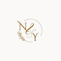 NY initial wedding monogram logo vector