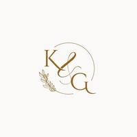 logotipo de monograma de boda inicial de kg vector