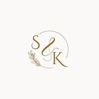 logotipo de monograma de boda inicial de sk vector