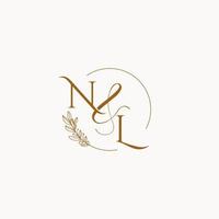 NL initial wedding monogram logo vector