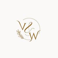 VW initial wedding monogram logo vector