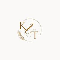 KT initial wedding monogram logo vector