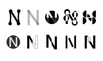 logotipos de conjuntos de monogramas con la letra n, colección vector