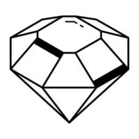 un icono de diamante en línea de diseño isométrico vector