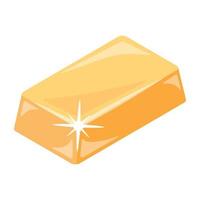 A well-designed flat icon of gold ingot vector
