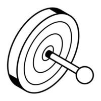 Hitting on the target, line icon download vector