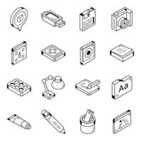 Set of Isometric Digital Designing Icons vector