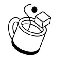 A tea cup line isometric icon vector