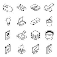 Pack of Isometric Graphics Artwork Icons vector