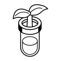 Trendy isometric outline icon of botany experiment vector