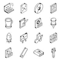 Set of Isometric Graphics Art Icons vector