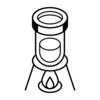 A bunsen burner line isometric vector