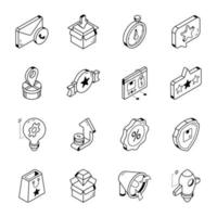 conjunto de iconos de contorno de embalaje de producto vector