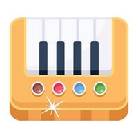 un gran instrumento musical de teclado con un icono plano de caja de madera vector