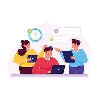 Check out flat illustration of team discussion vector