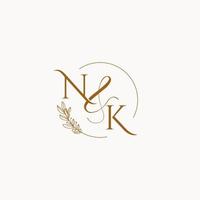 NK initial wedding monogram logo vector