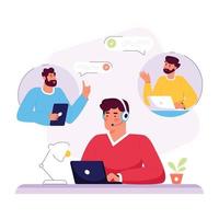 Check out flat illustration of team discussion vector