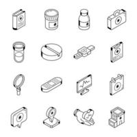 Set of Health and Medical Isometric Icons vector