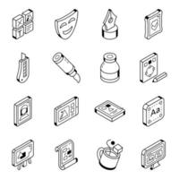 Modern Art and Craft Isometric Line Icons vector