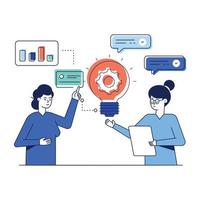 Check this flat illustration of project discussion vector