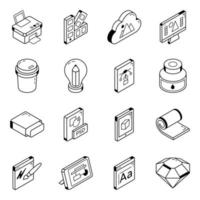 Set of Isometric Designing Icons vector