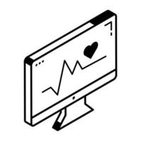 Trendy isometric icon of ECG machine vector