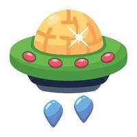 Space travel, flat icon of alien craft vector