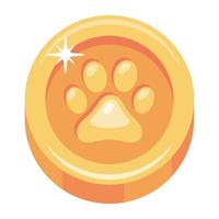 Look at this unique flat icon of paw coin vector