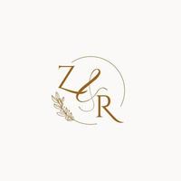 logotipo de monograma de boda inicial zr vector