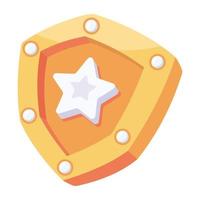 A customizable flat icon of star shield vector