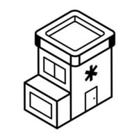 Isometric icon showing hospital building vector