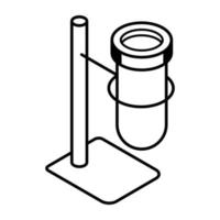 A linear icon of retort stand vector