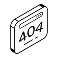 un icono isométrico editable del error 404, error del sitio web vector