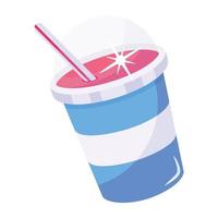 un icono plano de vaso de jugo vector