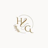 logotipo de monograma de boda inicial hg vector