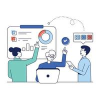 Check this flat illustration of project discussion vector
