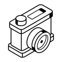 Camera in isometric icon denoting photography vector