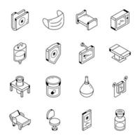 Set of Healthcare and Medical Isometric Icons vector