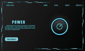 Power button on technology background, technology concept for web banner template or brochure , Black colour. vector