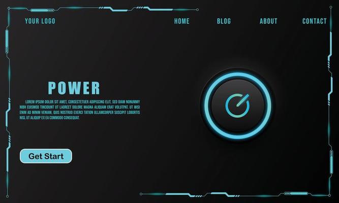 Power button on technology background, technology concept for web banner template or brochure , Black colour.