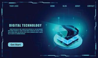 technology concept for web banner template or brochure , Blue colour. vector