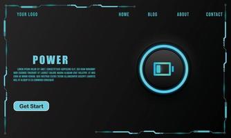 Power button on technology background, technology concept for web banner template or brochure , Black colour. vector