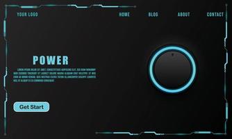 Power button on technology background, technology concept for web banner template or brochure , Black colour. vector