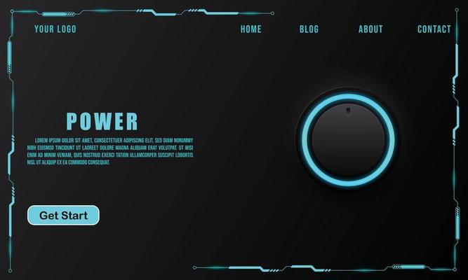 Power button on technology background, technology concept for web banner template or brochure , Black colour.