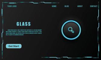 Glass button on technology background, technology concept for web banner template or brochure , Black colour. vector